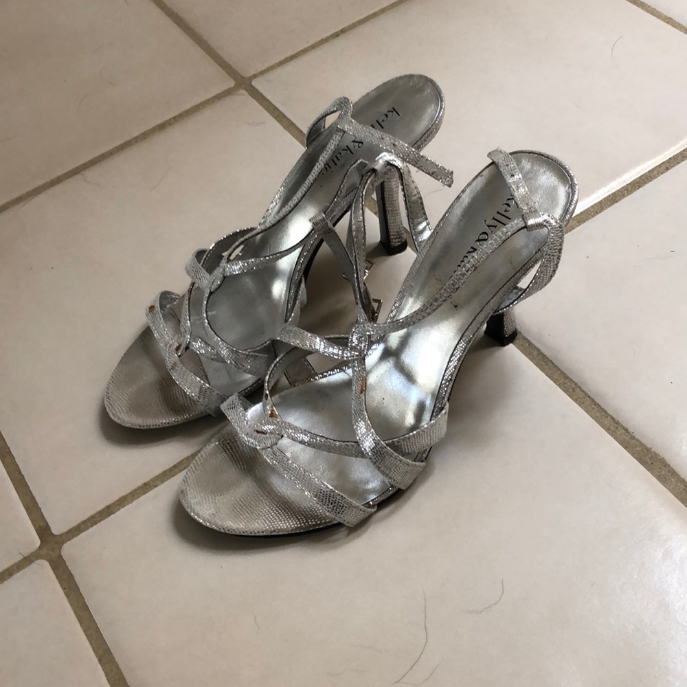 Silver strapped shoes